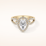 1.12 CT Pear Shaped Split Shank & Pave Moissanite Engagement Ring