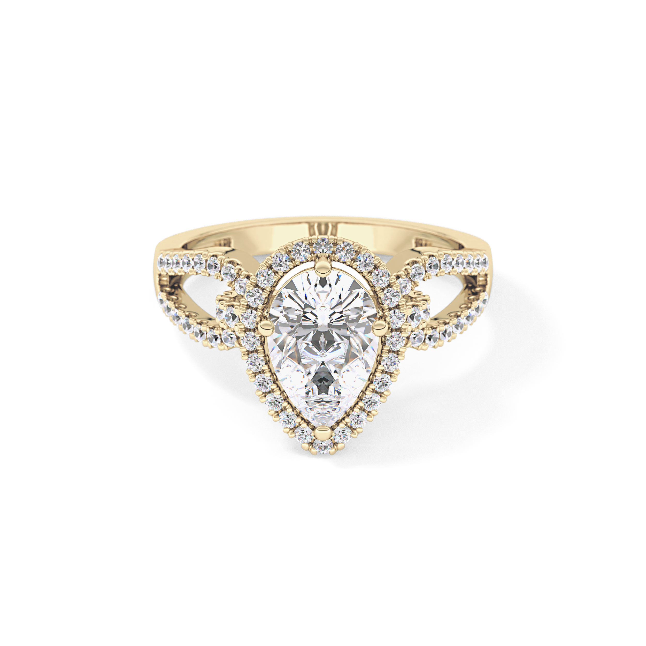 Pear Halo & Split Shank Pave Lab Grown Diamond Engagement Ring