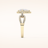 1.12 CT Pear Shaped Split Shank & Pave Moissanite Engagement Ring