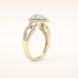 1.12 CT Pear Shaped Split Shank & Pave Moissanite Engagement Ring