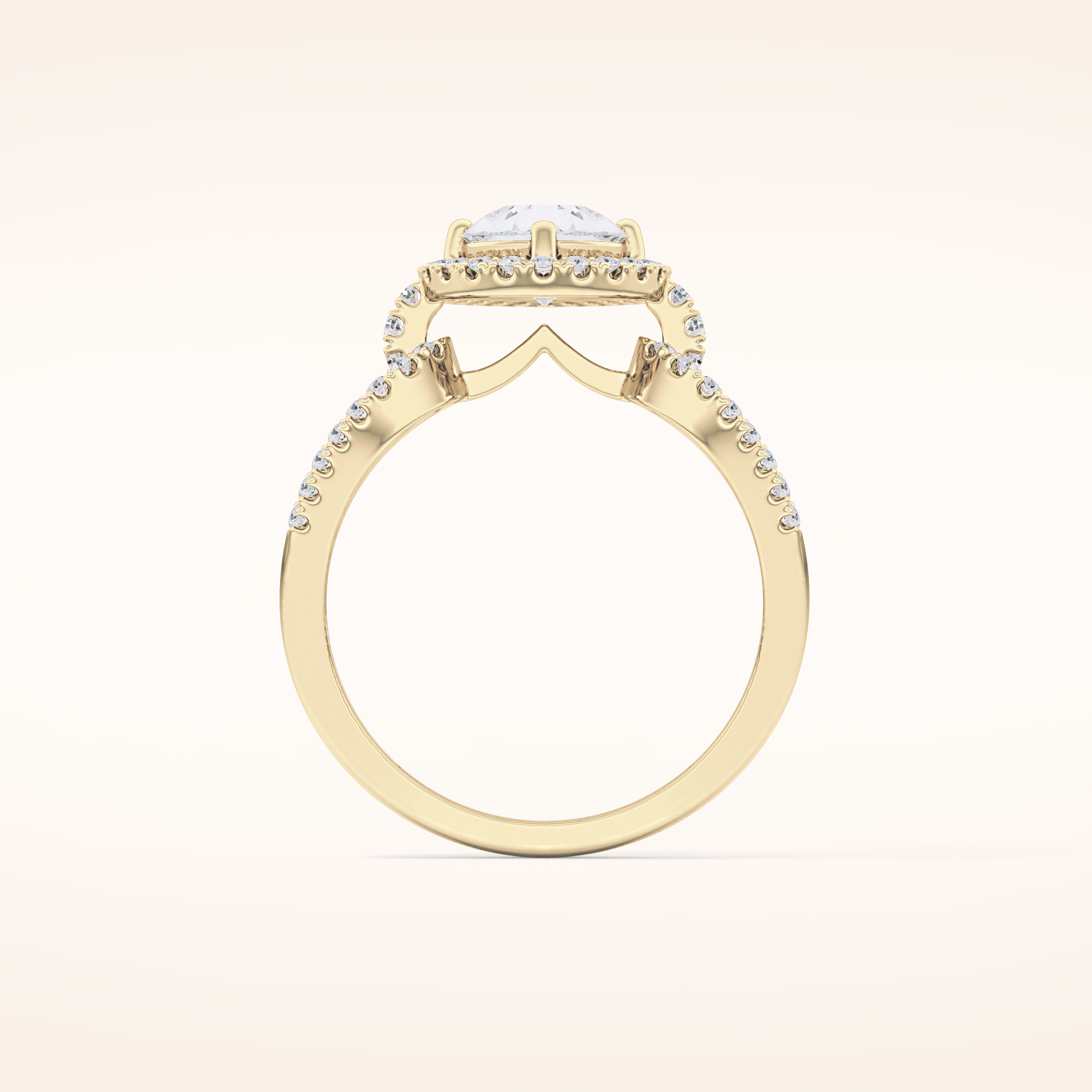 1.12 CT Pear Shaped Split Shank & Pave Moissanite Engagement Ring