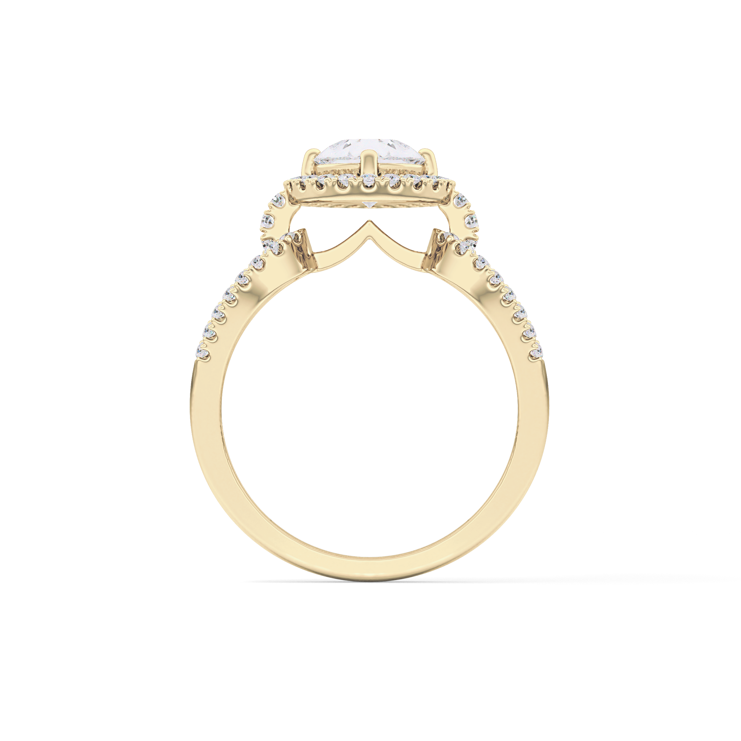 Pear Halo & Split Shank Pave Lab Grown Diamond Engagement Ring