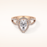1.12 CT Pear Shaped Split Shank & Pave Moissanite Engagement Ring