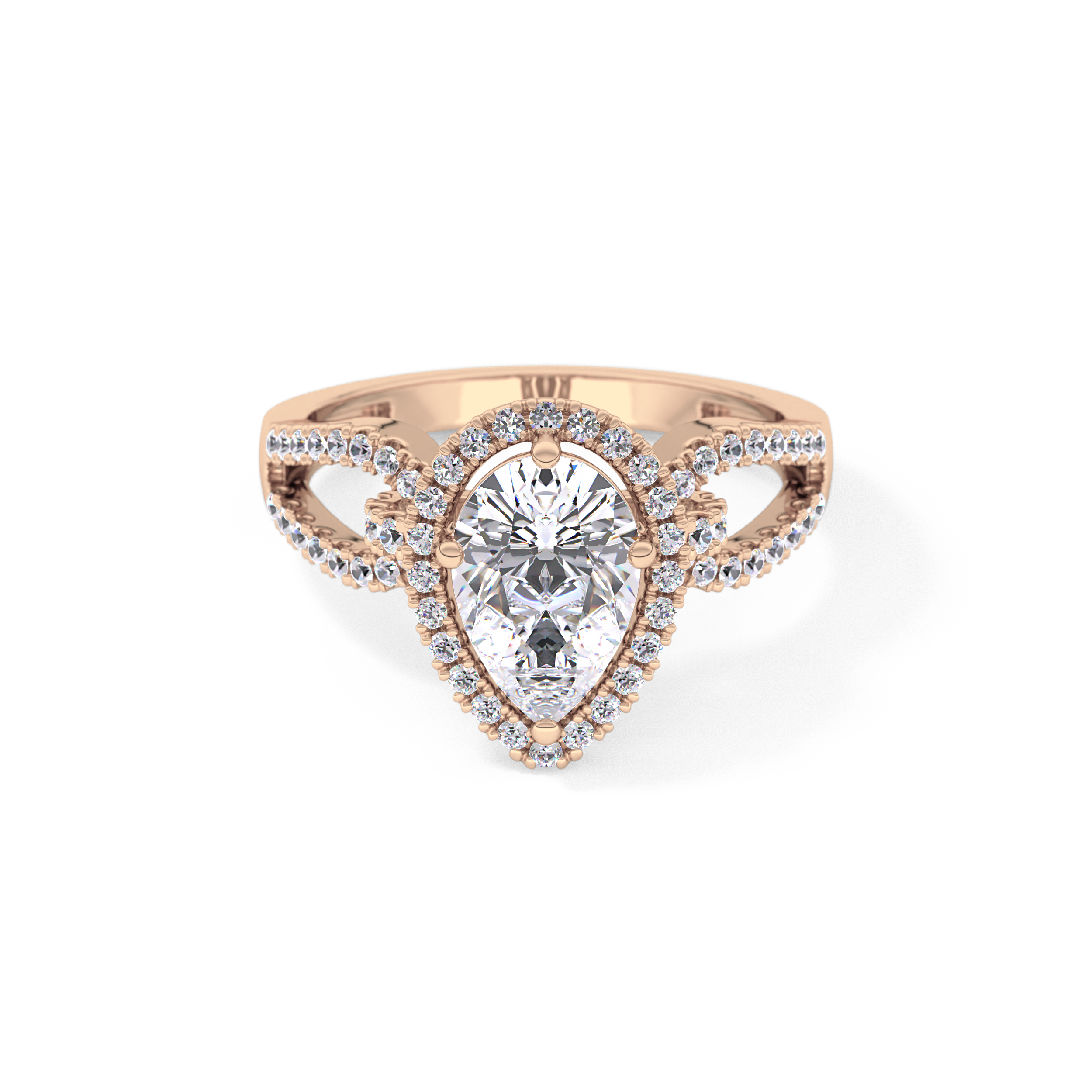 Pear Halo & Split Shank Pave Lab Grown Diamond Engagement Ring