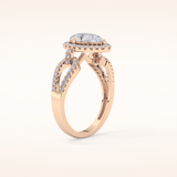 1.12 CT Pear Shaped Split Shank & Pave Moissanite Engagement Ring
