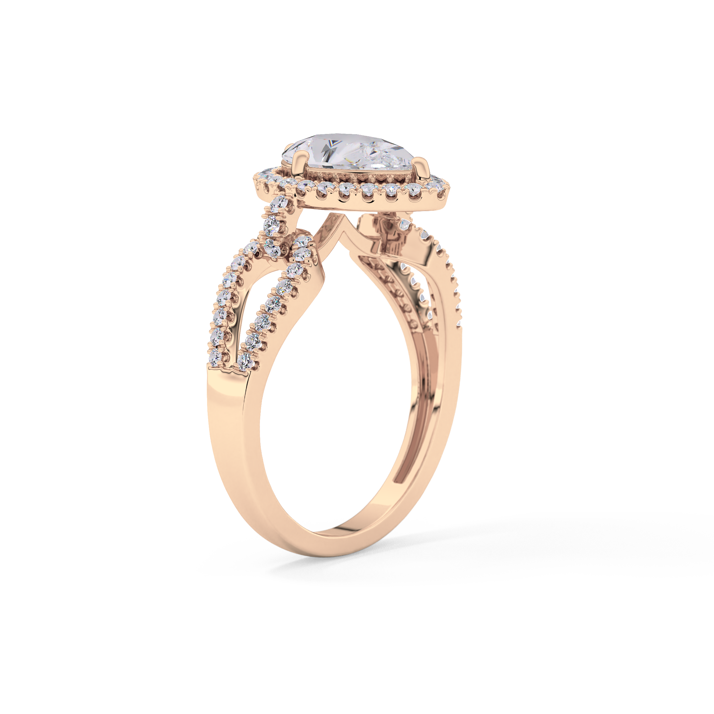 Pear Halo & Split Shank Pave Lab Grown Diamond Engagement Ring