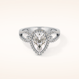 1.12 CT Pear Shaped Split Shank & Pave Moissanite Engagement Ring