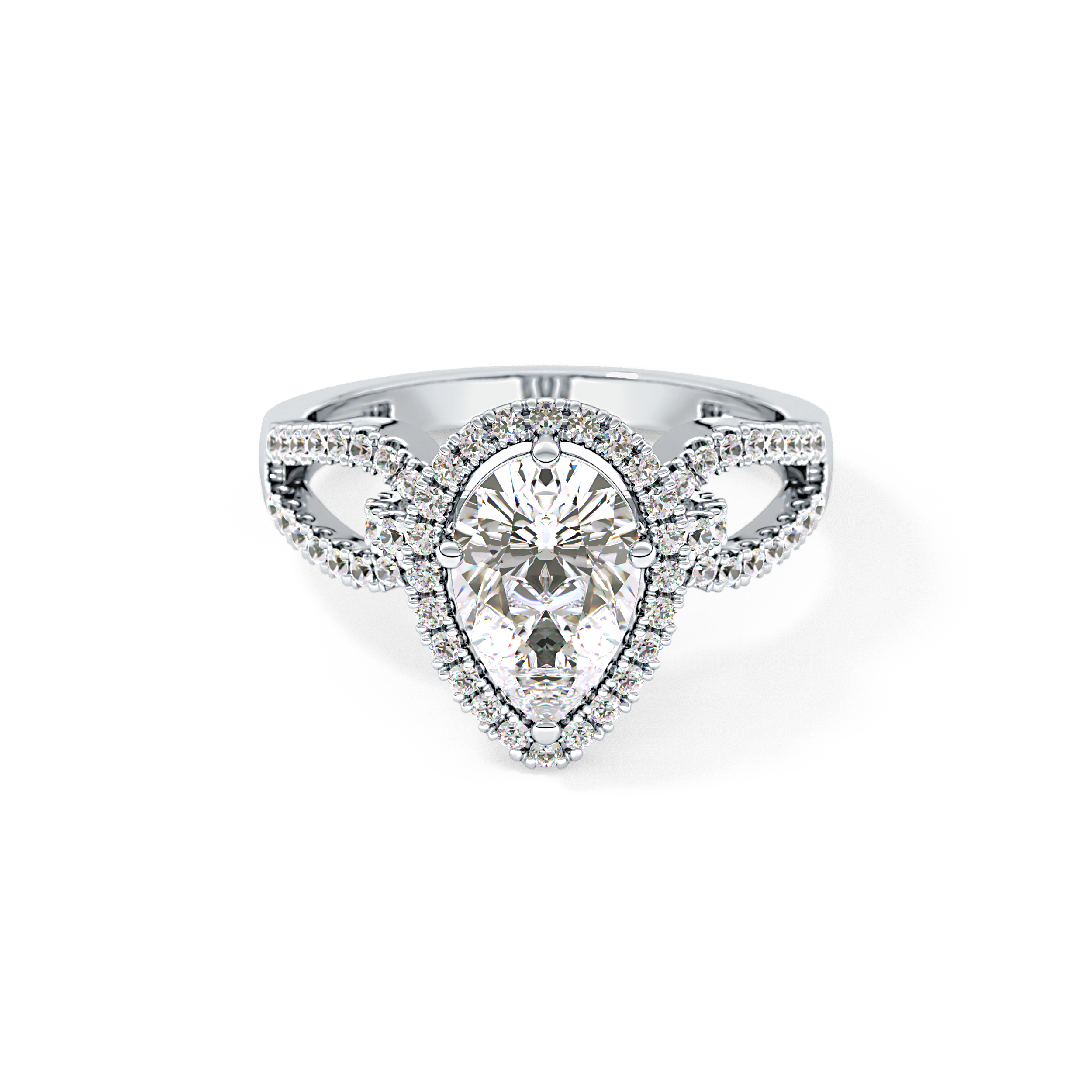 Pear Halo & Split Shank Pave Lab Grown Diamond Engagement Ring