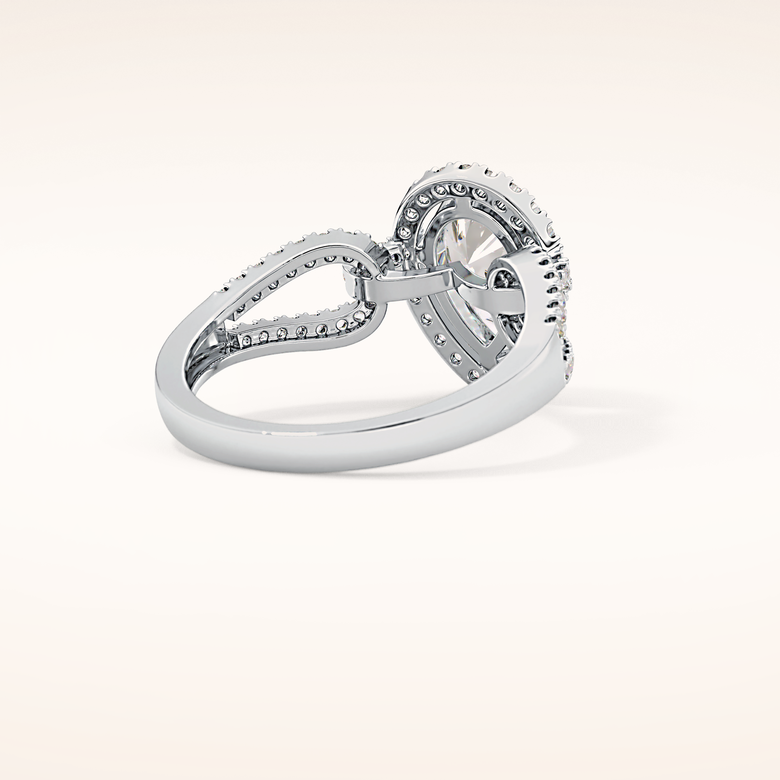 1.12 CT Pear Shaped Split Shank & Pave Moissanite Engagement Ring