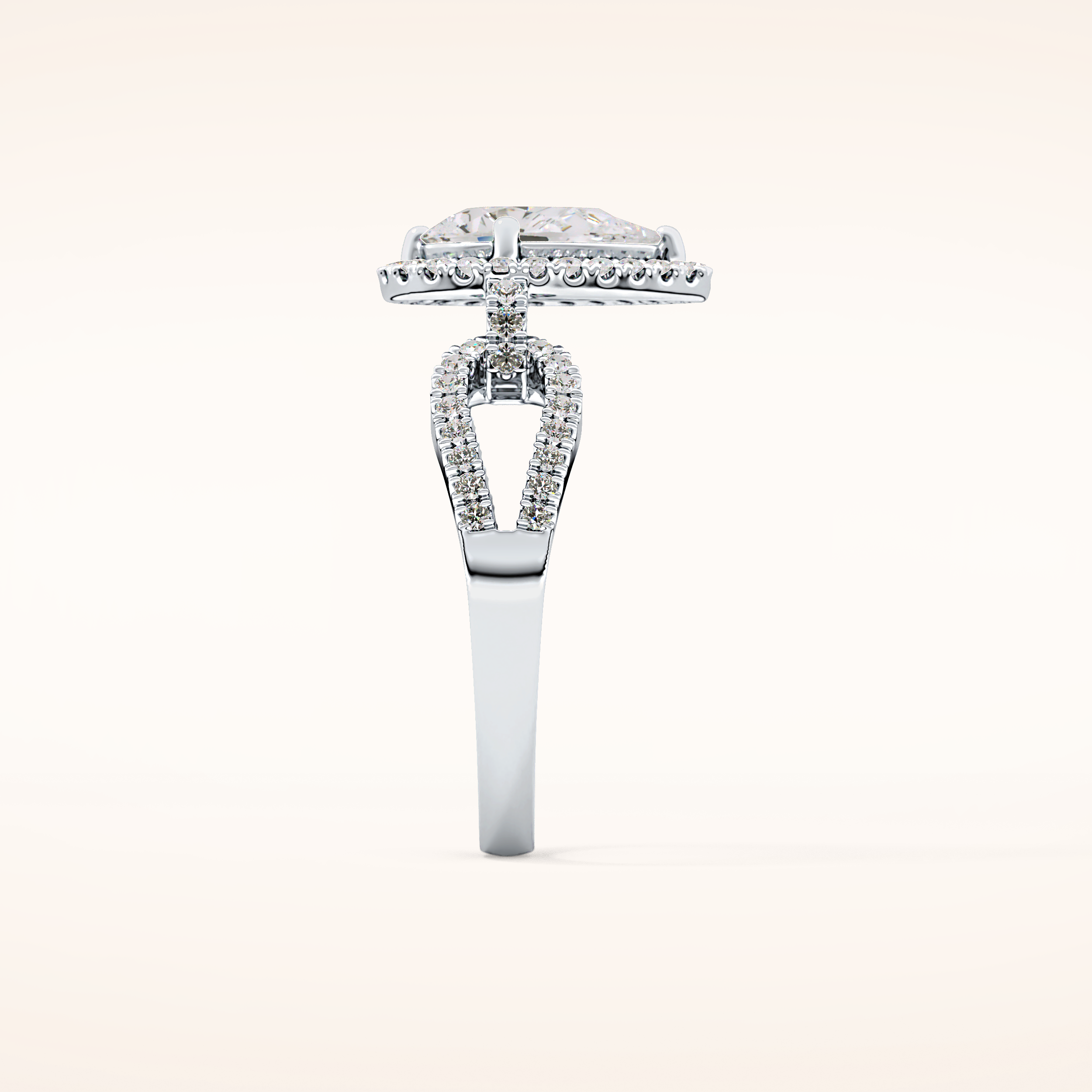 1.12 CT Pear Shaped Split Shank & Pave Moissanite Engagement Ring