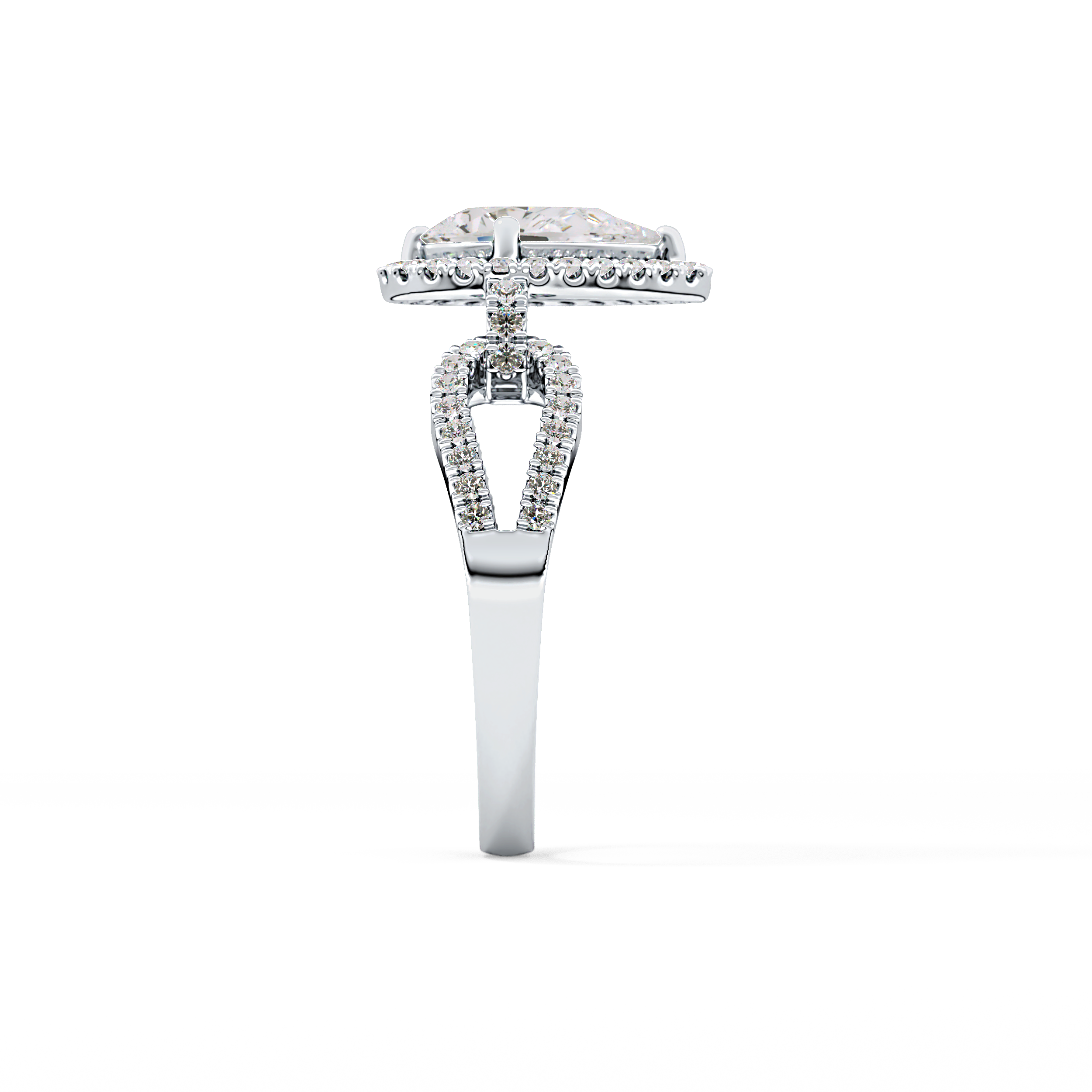 Pear Halo & Split Shank Pave Lab Grown Diamond Engagement Ring