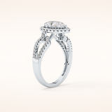 1.12 CT Pear Shaped Split Shank & Pave Moissanite Engagement Ring