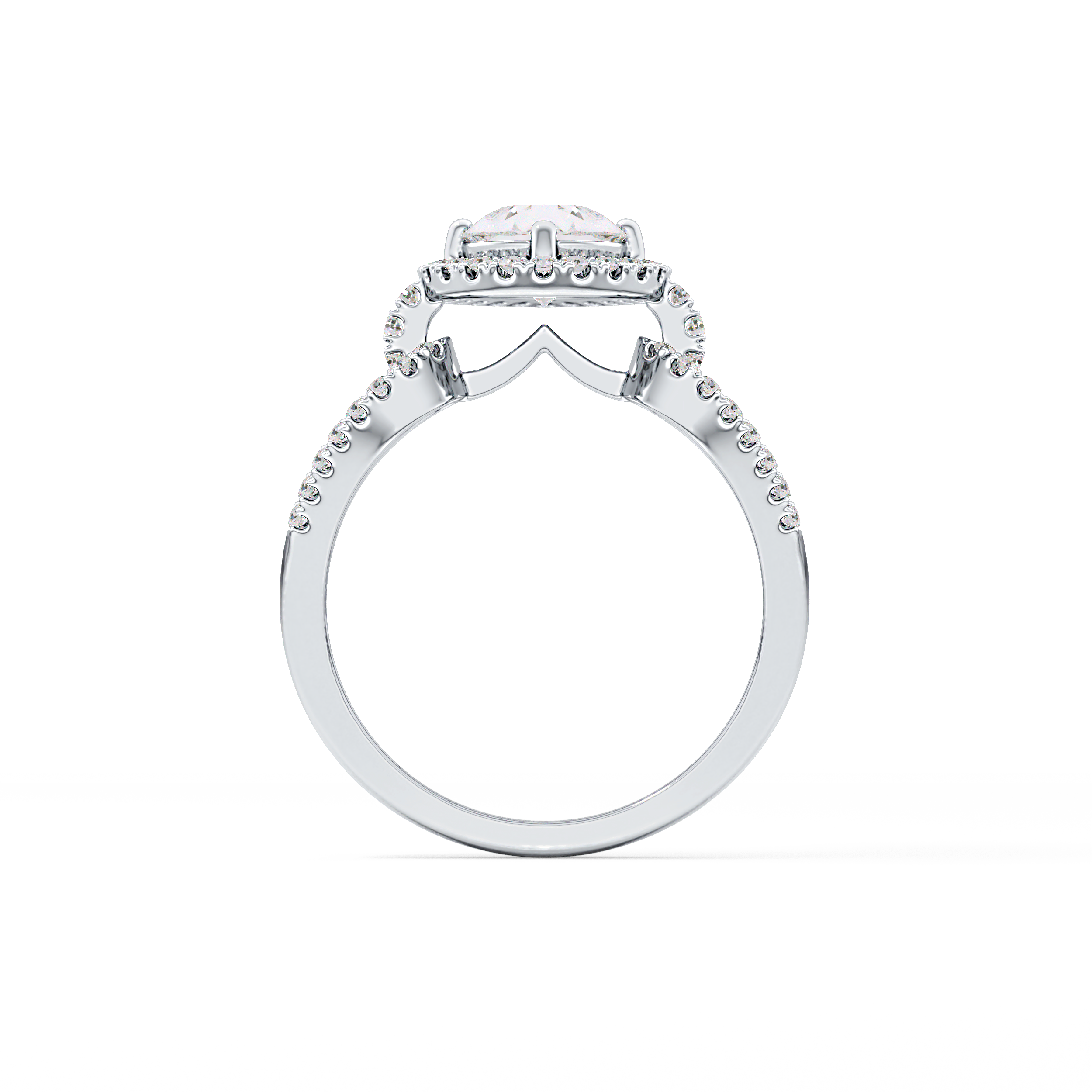 Pear Halo & Split Shank Pave Lab Grown Diamond Engagement Ring