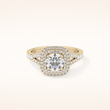 0.71 CT Round Shaped Double Halo & Split Shank Moissanite Engagement Ring