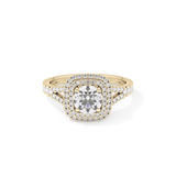 Round Double Halo & Split Shank Pave Lab Grown Diamond Engagement Ring