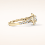 0.71 CT Round Shaped Double Halo & Split Shank Moissanite Engagement Ring