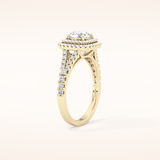 0.71 CT Round Shaped Double Halo & Split Shank Moissanite Engagement Ring