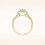 0.71 CT Round Shaped Double Halo & Split Shank Moissanite Engagement Ring