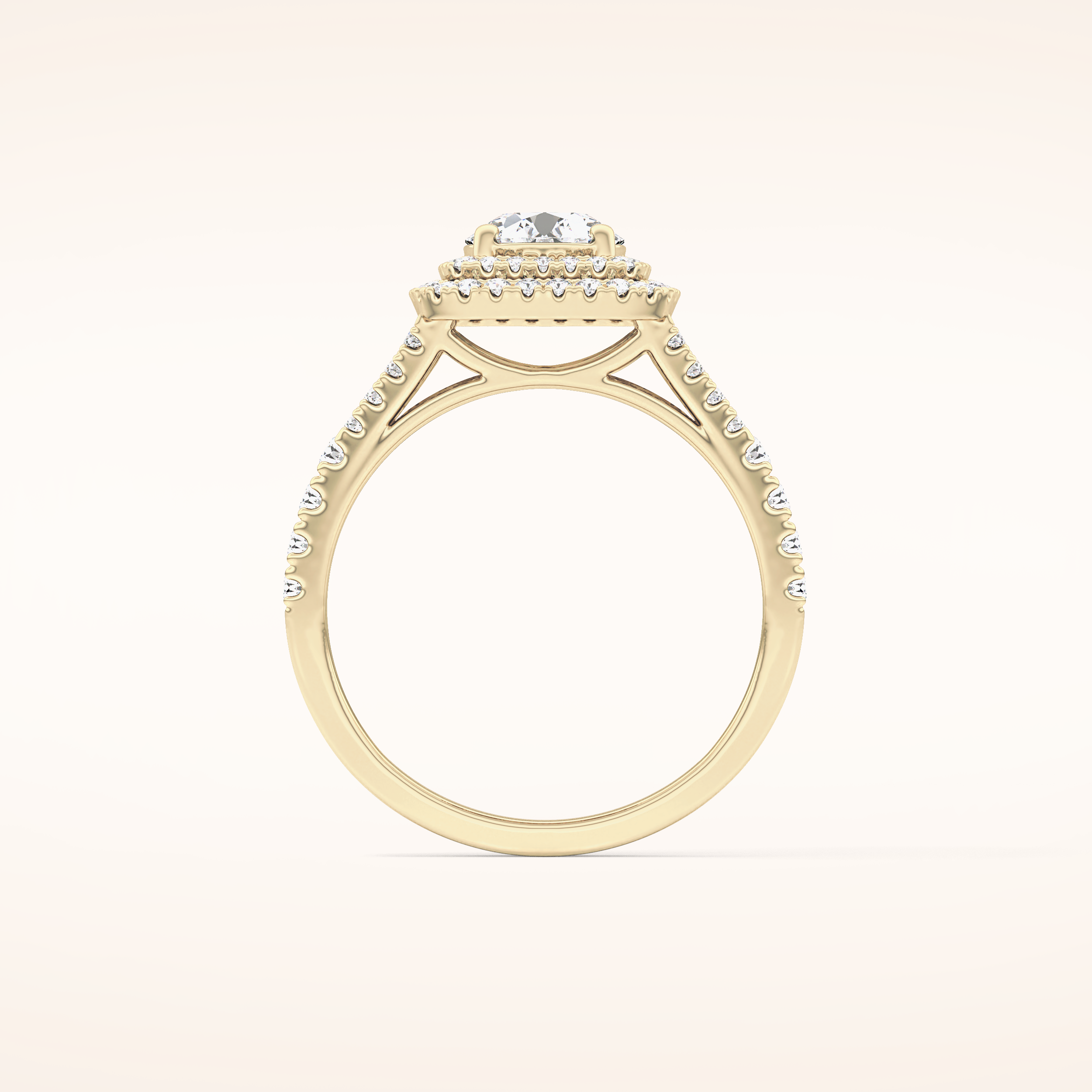0.71 CT Round Shaped Double Halo & Split Shank Moissanite Engagement Ring