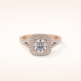 0.71 CT Round Shaped Double Halo & Split Shank Moissanite Engagement Ring