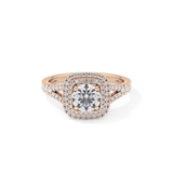 Round Double Halo & Split Shank Pave Lab Grown Diamond Engagement Ring