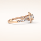 0.71 CT Round Shaped Double Halo & Split Shank Moissanite Engagement Ring