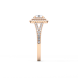 Round Double Halo & Split Shank Pave Lab Grown Diamond Engagement Ring