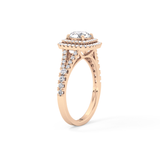 Round Double Halo & Split Shank Pave Lab Grown Diamond Engagement Ring