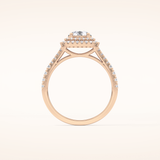 0.71 CT Round Shaped Double Halo & Split Shank Moissanite Engagement Ring