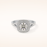 0.71 CT Round Shaped Double Halo & Split Shank Moissanite Engagement Ring