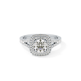 Round Double Halo & Split Shank Pave Lab Grown Diamond Engagement Ring