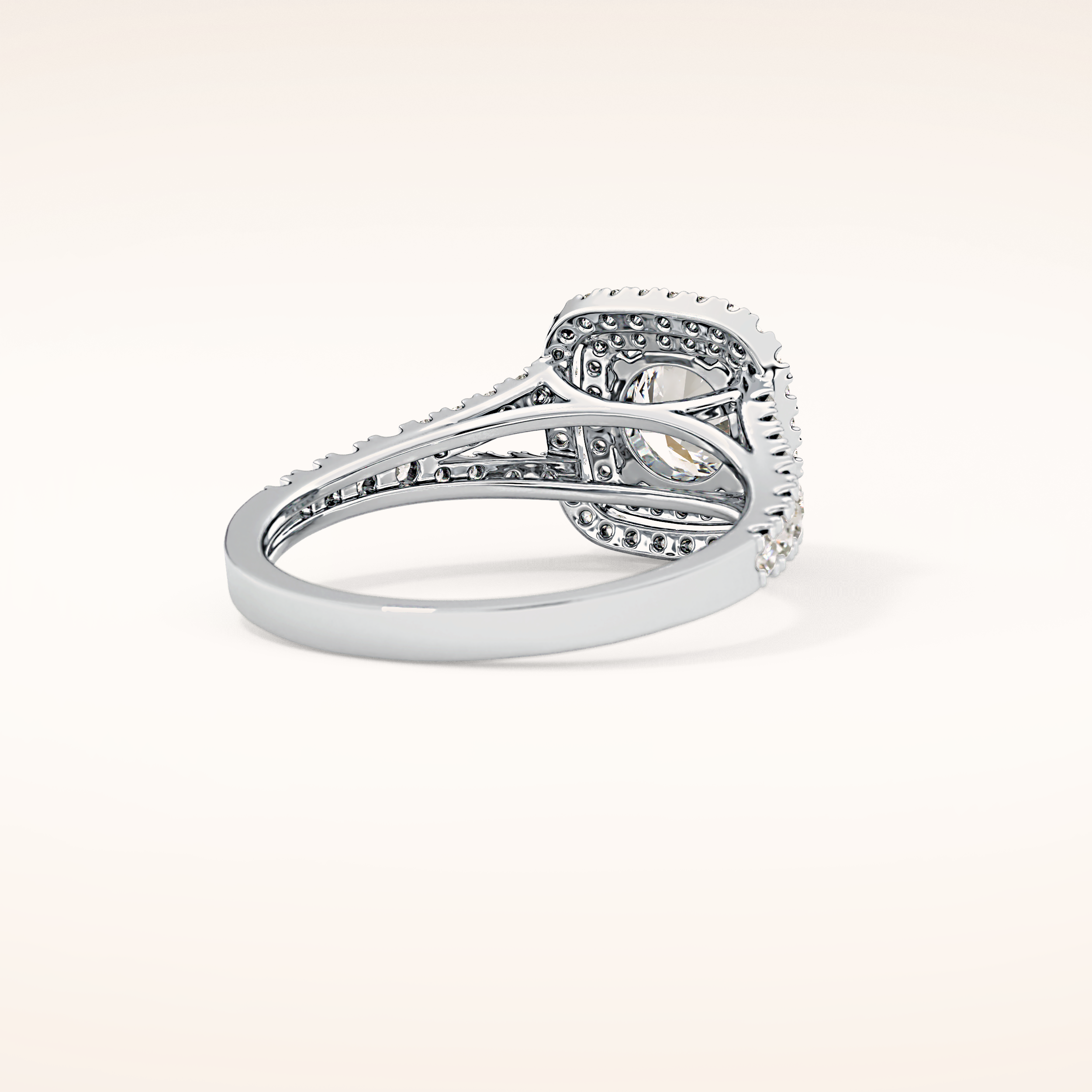 0.71 CT Round Shaped Double Halo & Split Shank Moissanite Engagement Ring