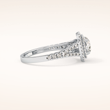 0.71 CT Round Shaped Double Halo & Split Shank Moissanite Engagement Ring