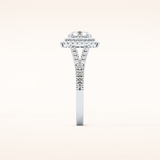 0.71 CT Round Shaped Double Halo & Split Shank Moissanite Engagement Ring