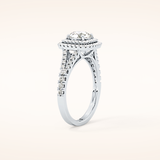 0.71 CT Round Shaped Double Halo & Split Shank Moissanite Engagement Ring