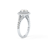 Round Double Halo & Split Shank Pave Lab Grown Diamond Engagement Ring