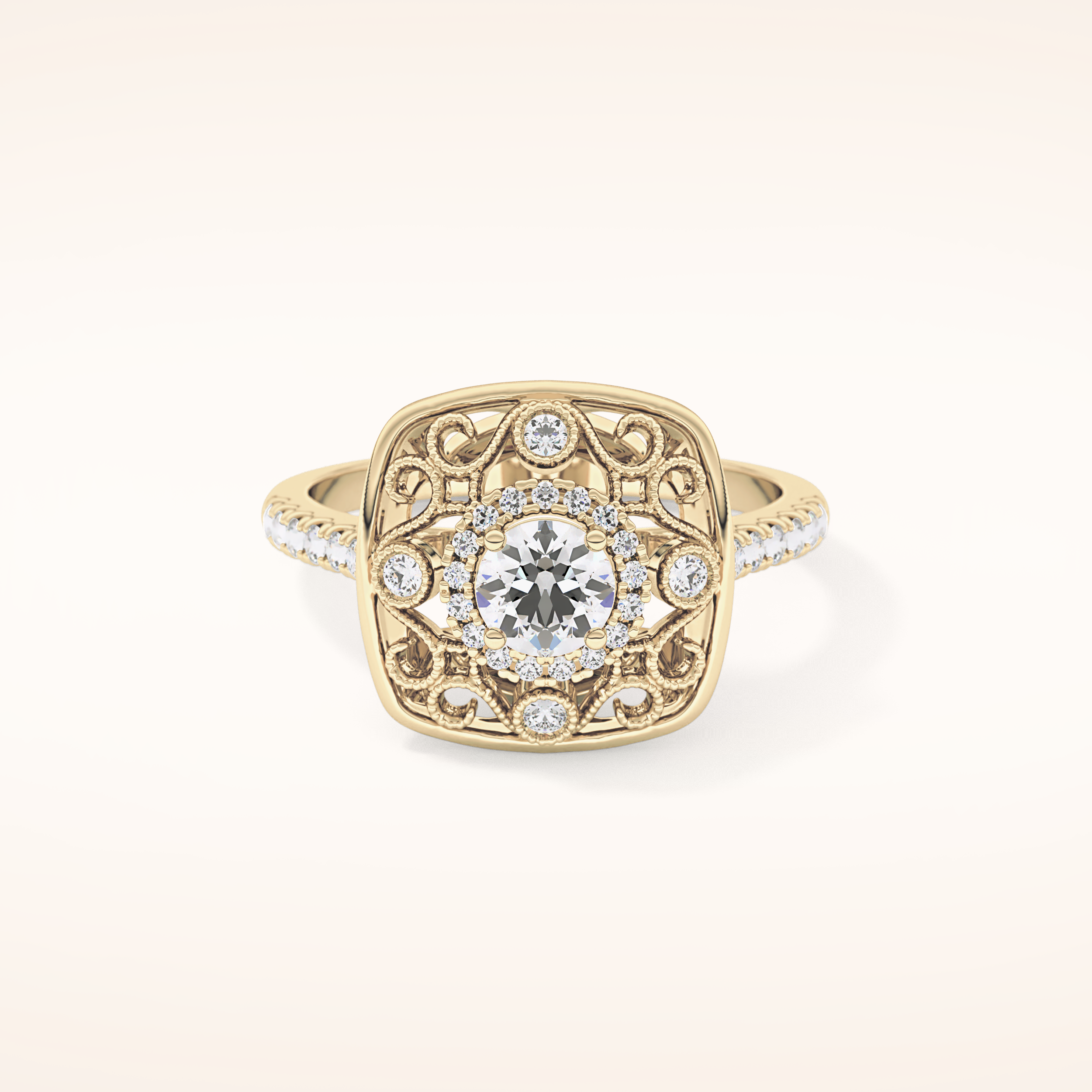 0.32 CT Round Shaped Halo Moissanite Engagement Ring