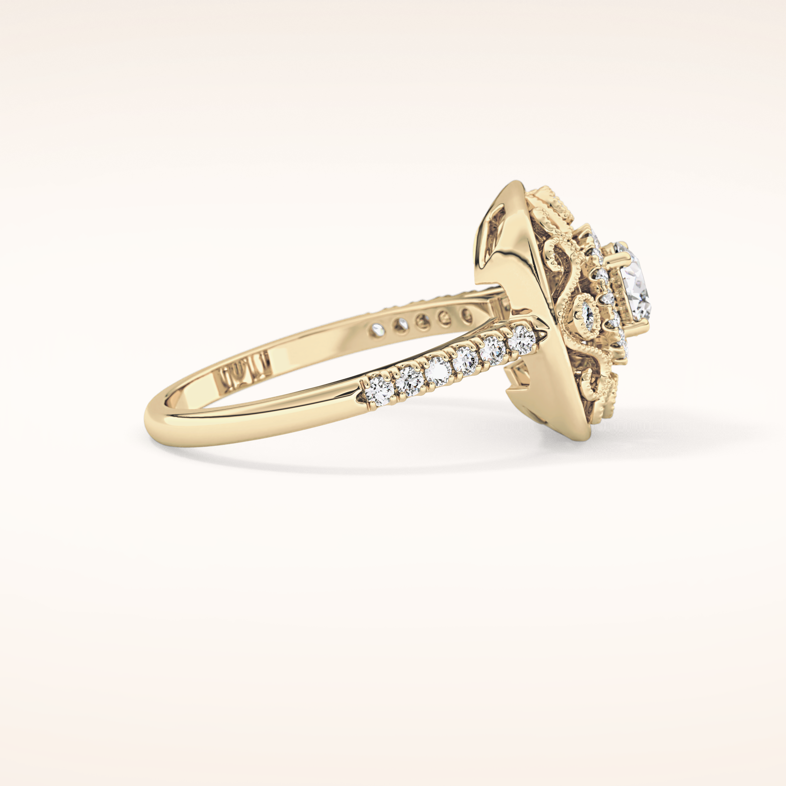 0.32 CT Round Shaped Halo Moissanite Engagement Ring
