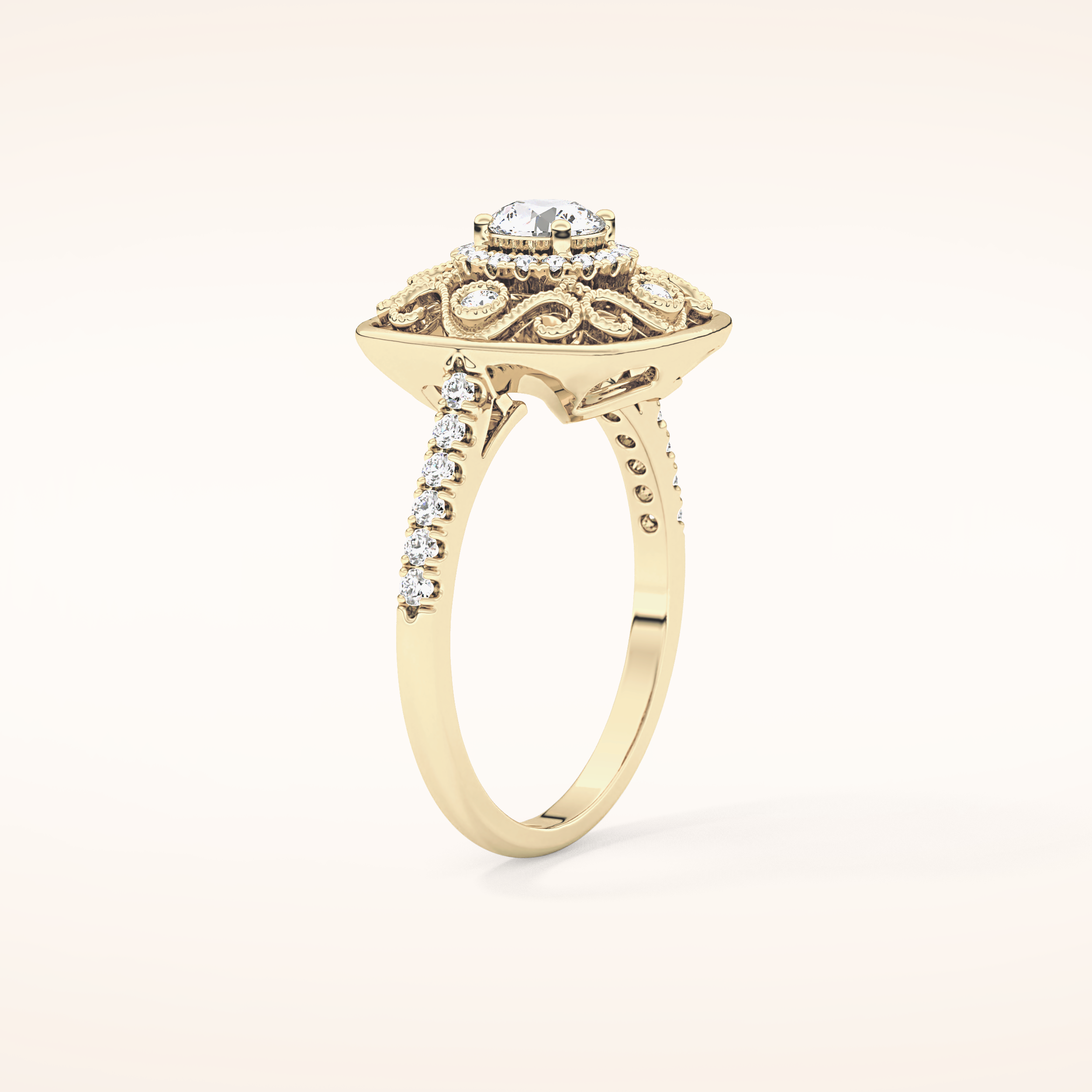 0.32 CT Round Shaped Halo Moissanite Engagement Ring