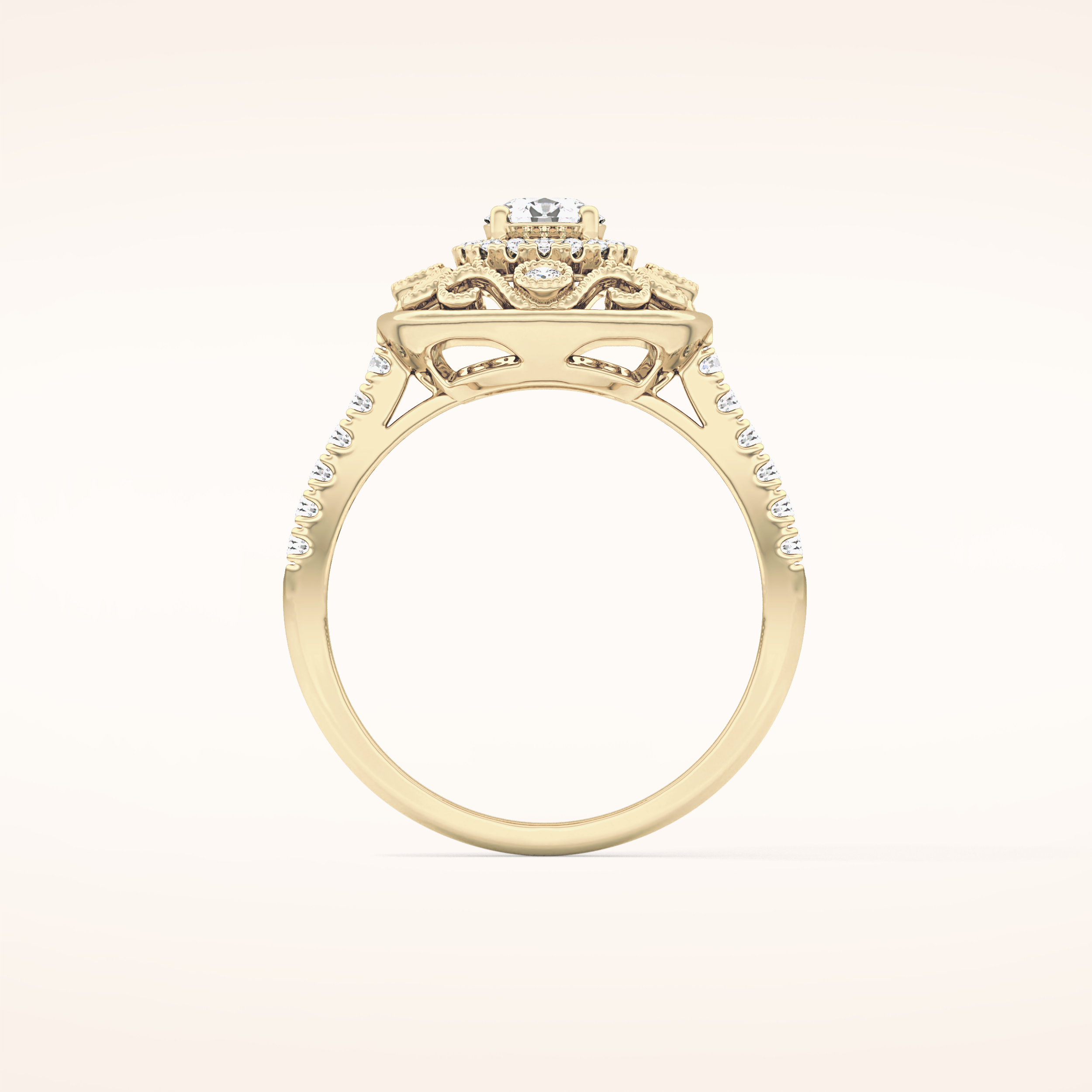 0.32 CT Round Shaped Halo Moissanite Engagement Ring