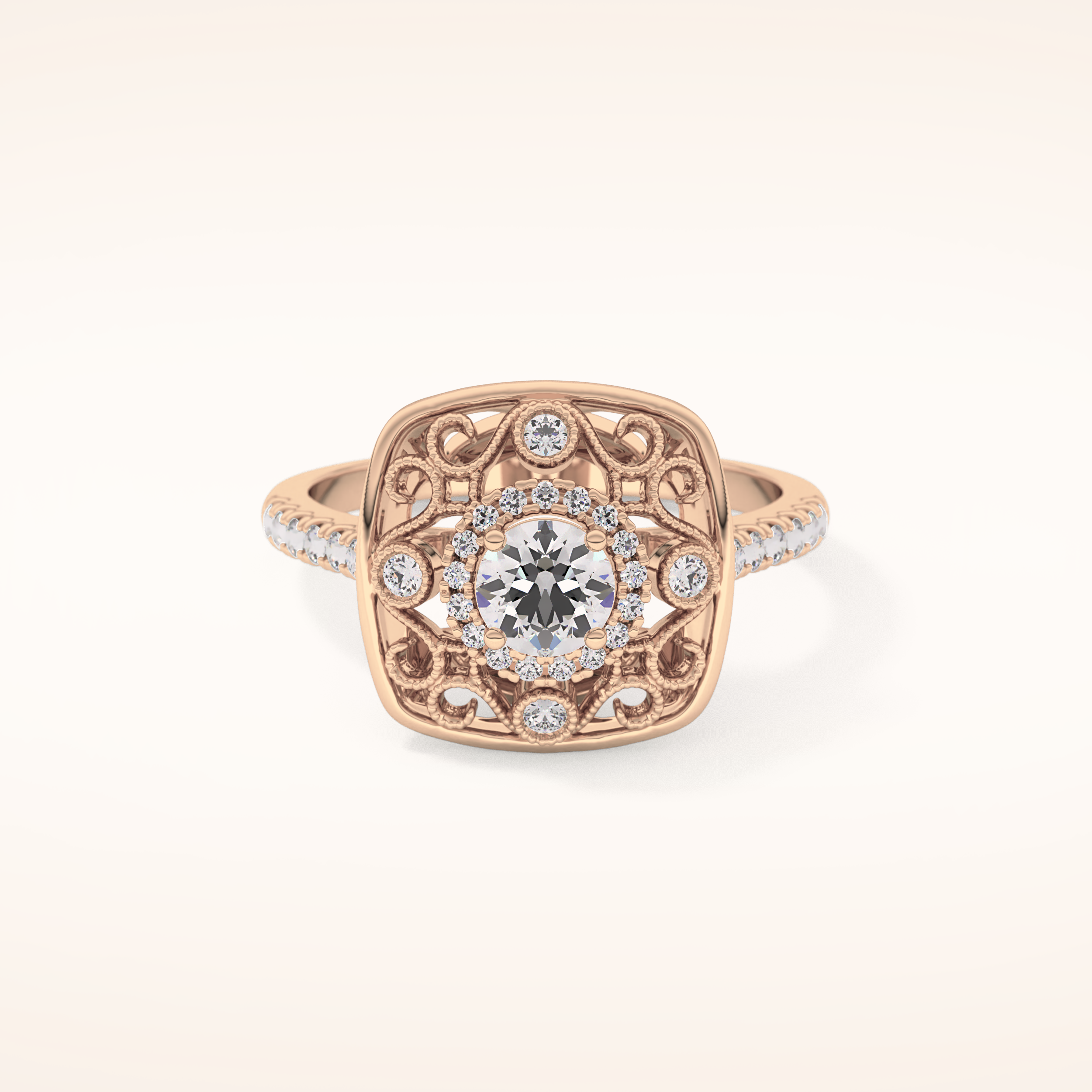 0.32 CT Round Shaped Halo Moissanite Engagement Ring