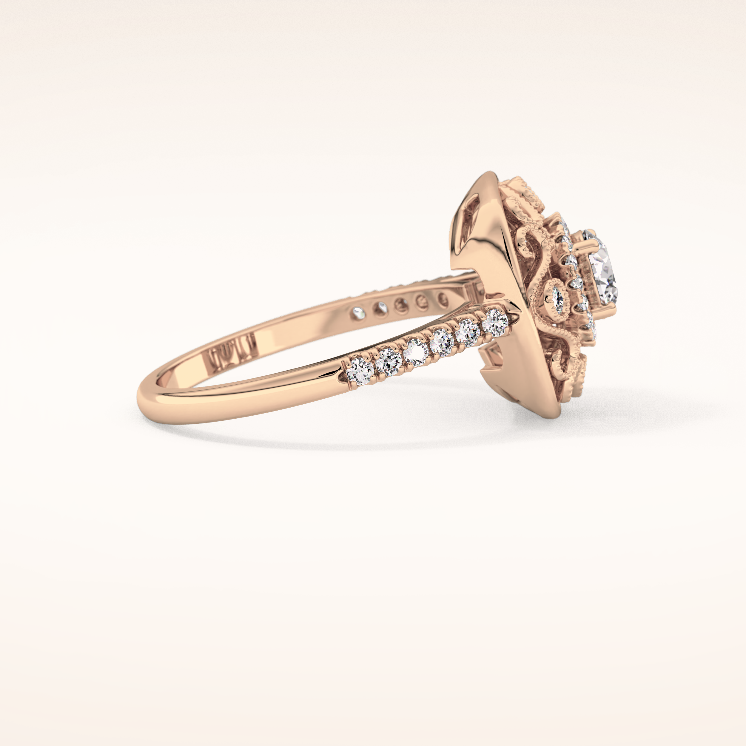 0.32 CT Round Shaped Halo Moissanite Engagement Ring