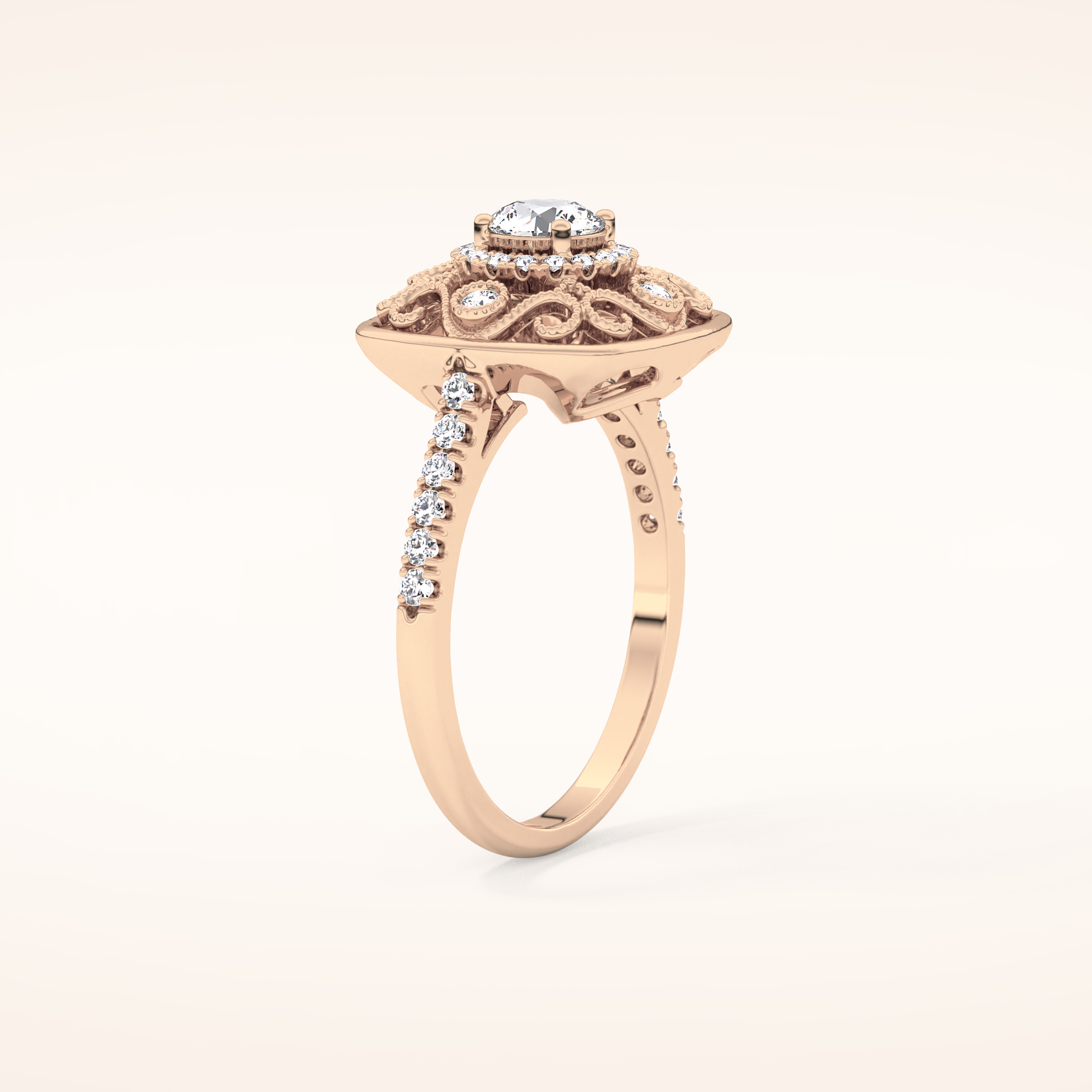 0.32 CT Round Shaped Halo Moissanite Engagement Ring