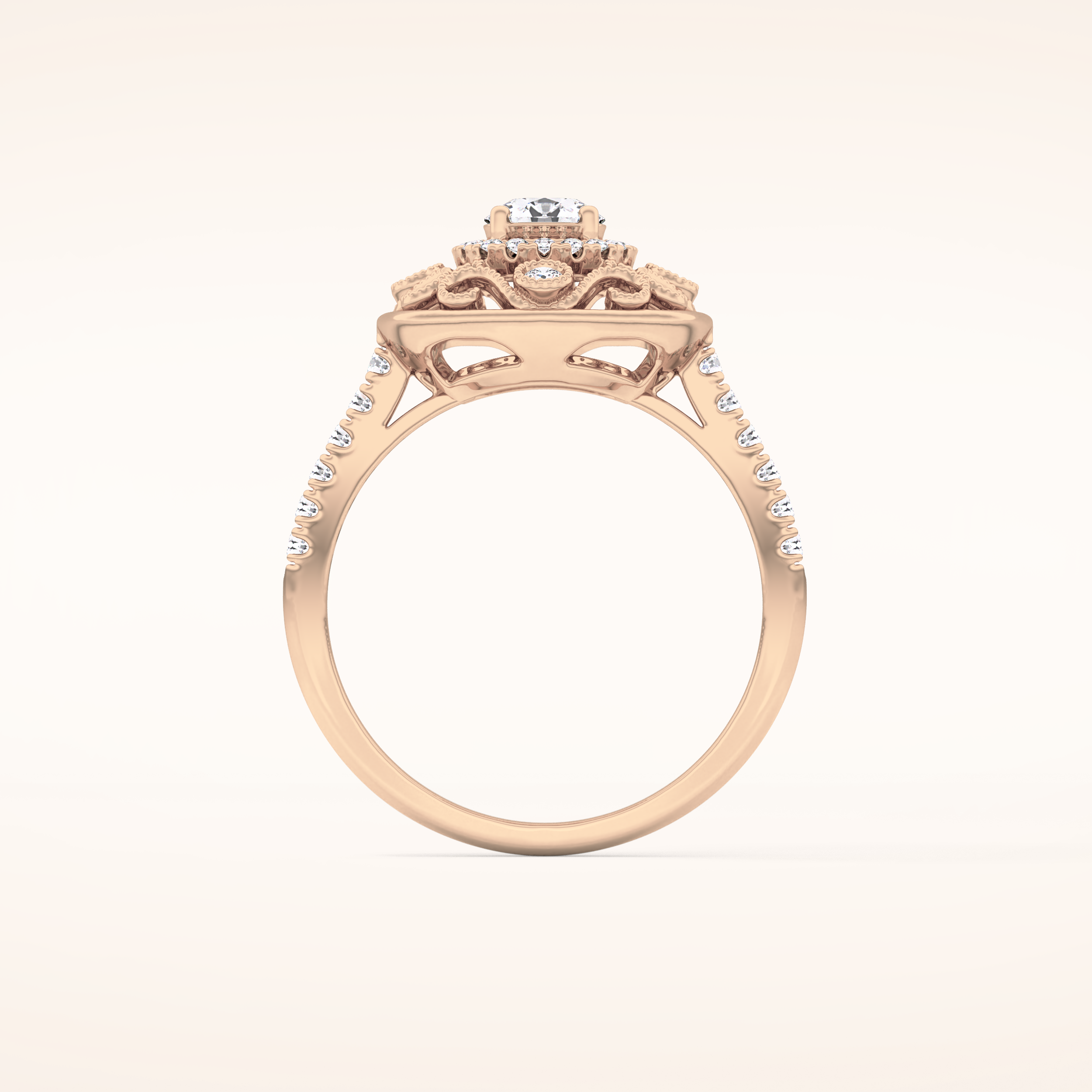 0.32 CT Round Shaped Halo Moissanite Engagement Ring