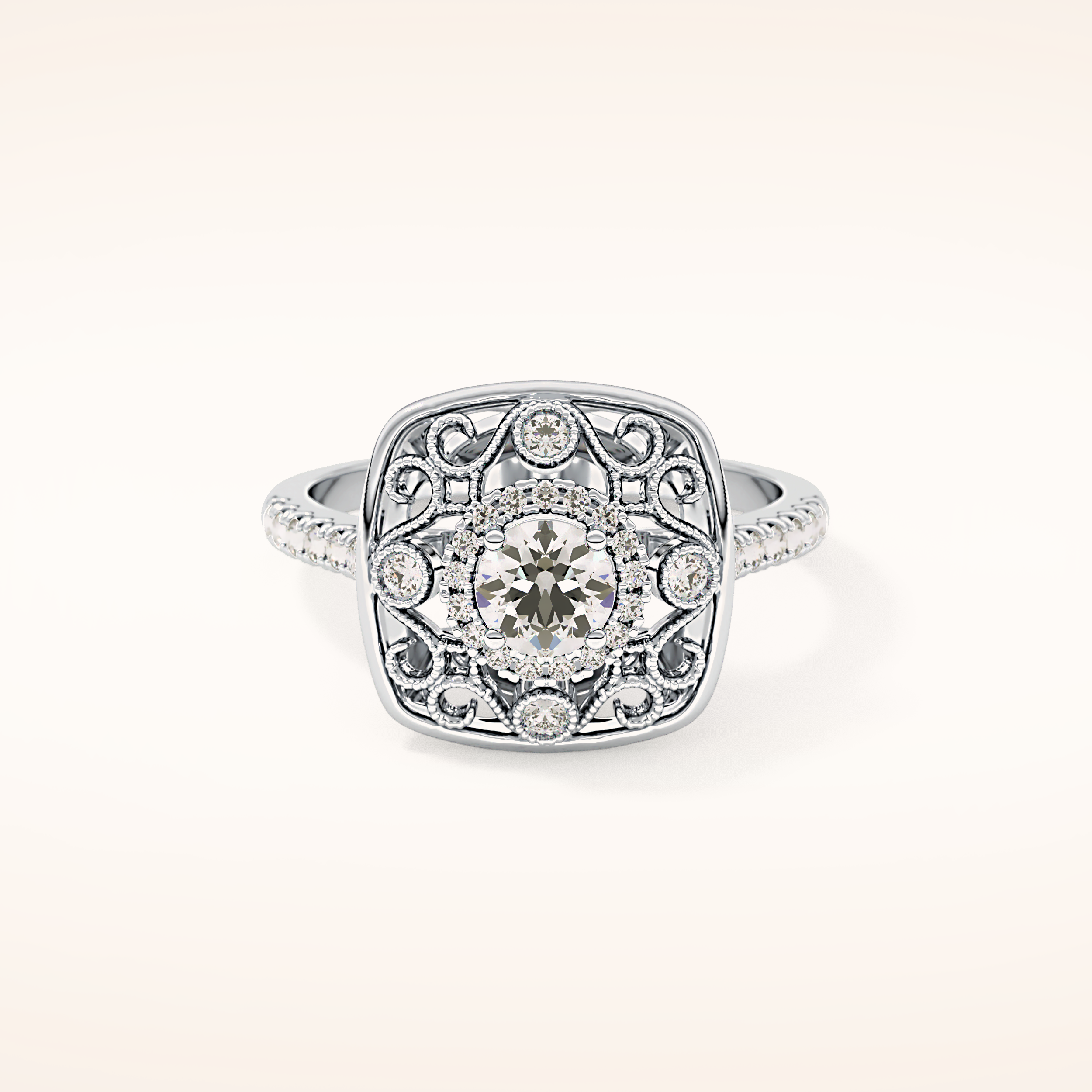 0.32 CT Round Shaped Halo Moissanite Engagement Ring
