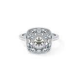 Round Halo Vintage Art Deco & Pave Lab Grown Diamond Engagement Ring