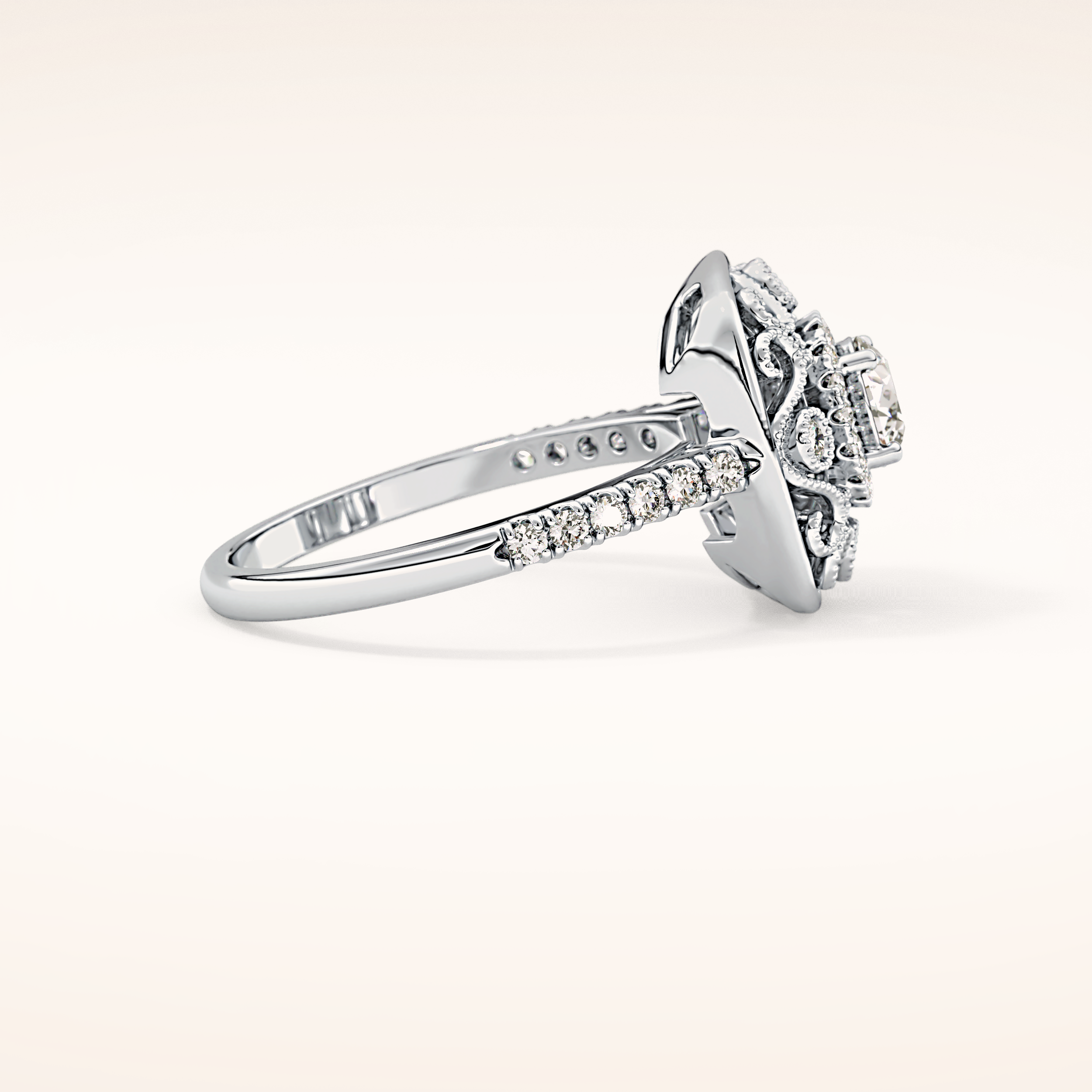 0.32 CT Round Shaped Halo Moissanite Engagement Ring