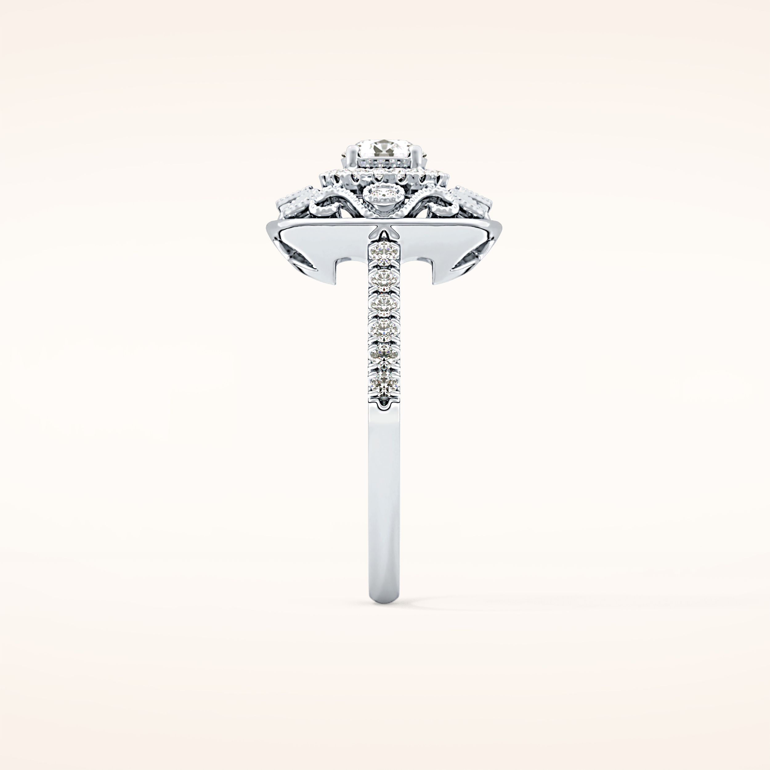 0.32 CT Round Shaped Halo Moissanite Engagement Ring