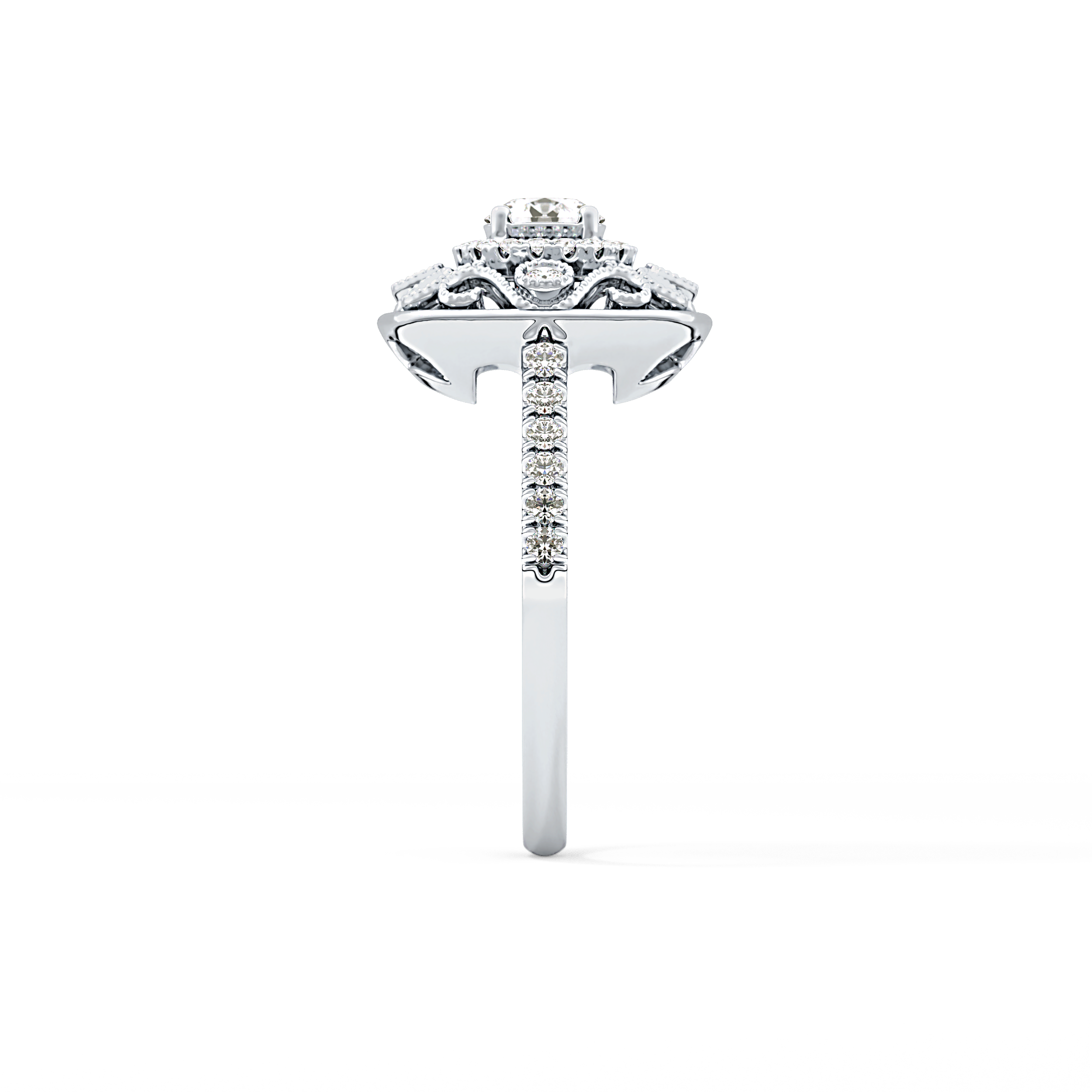 Round Halo Vintage Art Deco & Pave Lab Grown Diamond Engagement Ring