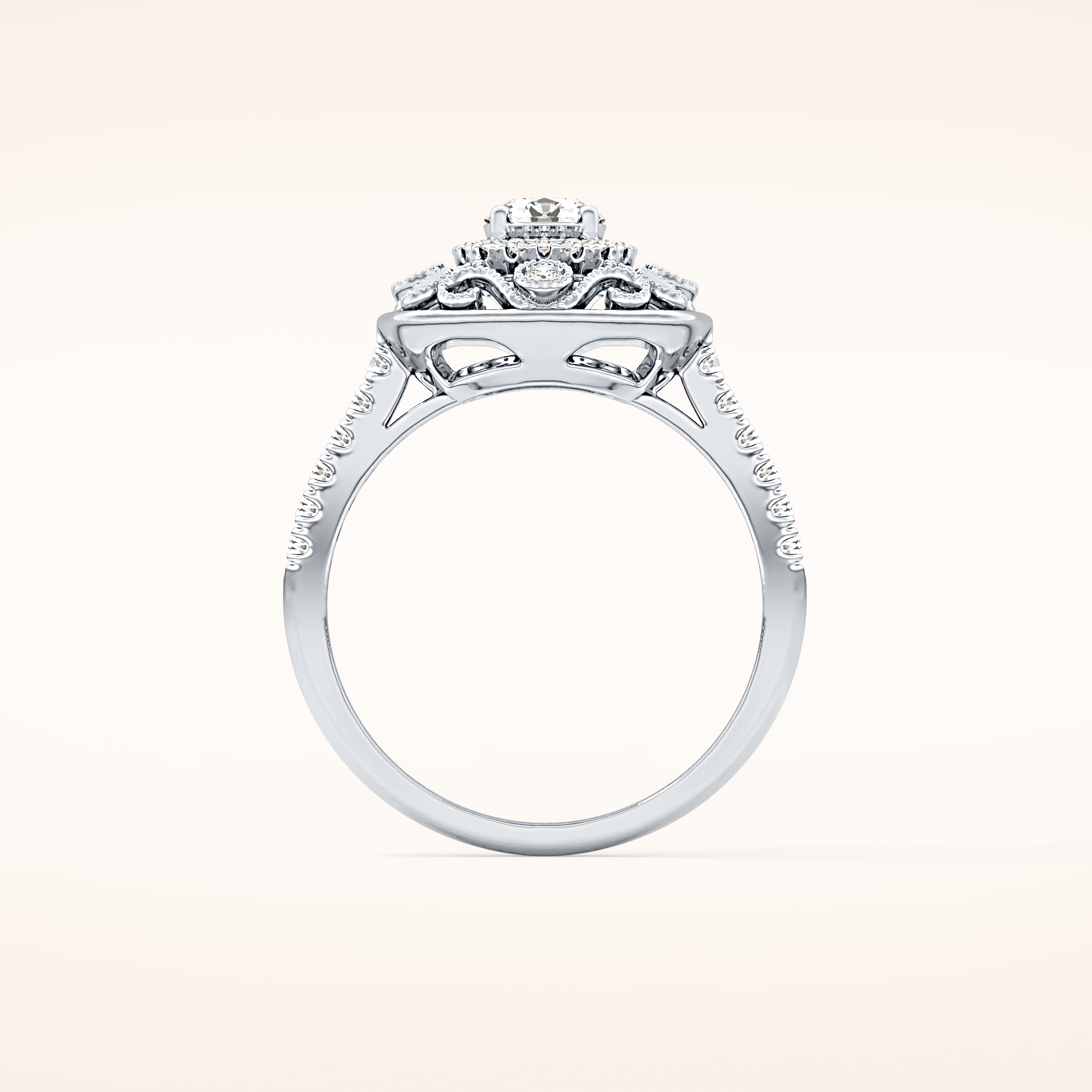 0.32 CT Round Shaped Halo Moissanite Engagement Ring
